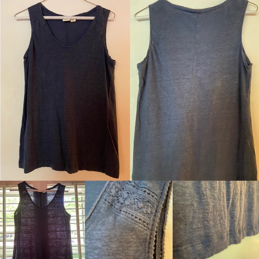 Lucy & Laurel Navy Crochet Lace Tank Top